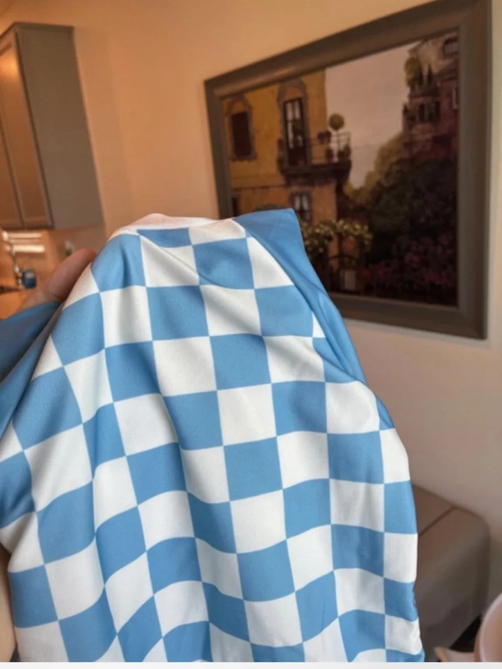 Disney Baby Blue & White Check Mickey Kids Rash Guard